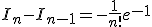 I_n - I_{n-1} = -\frac{1}{n!}e^{-1}